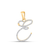 E Letter Inital 10K Yellow Gold & Diamond Pendant